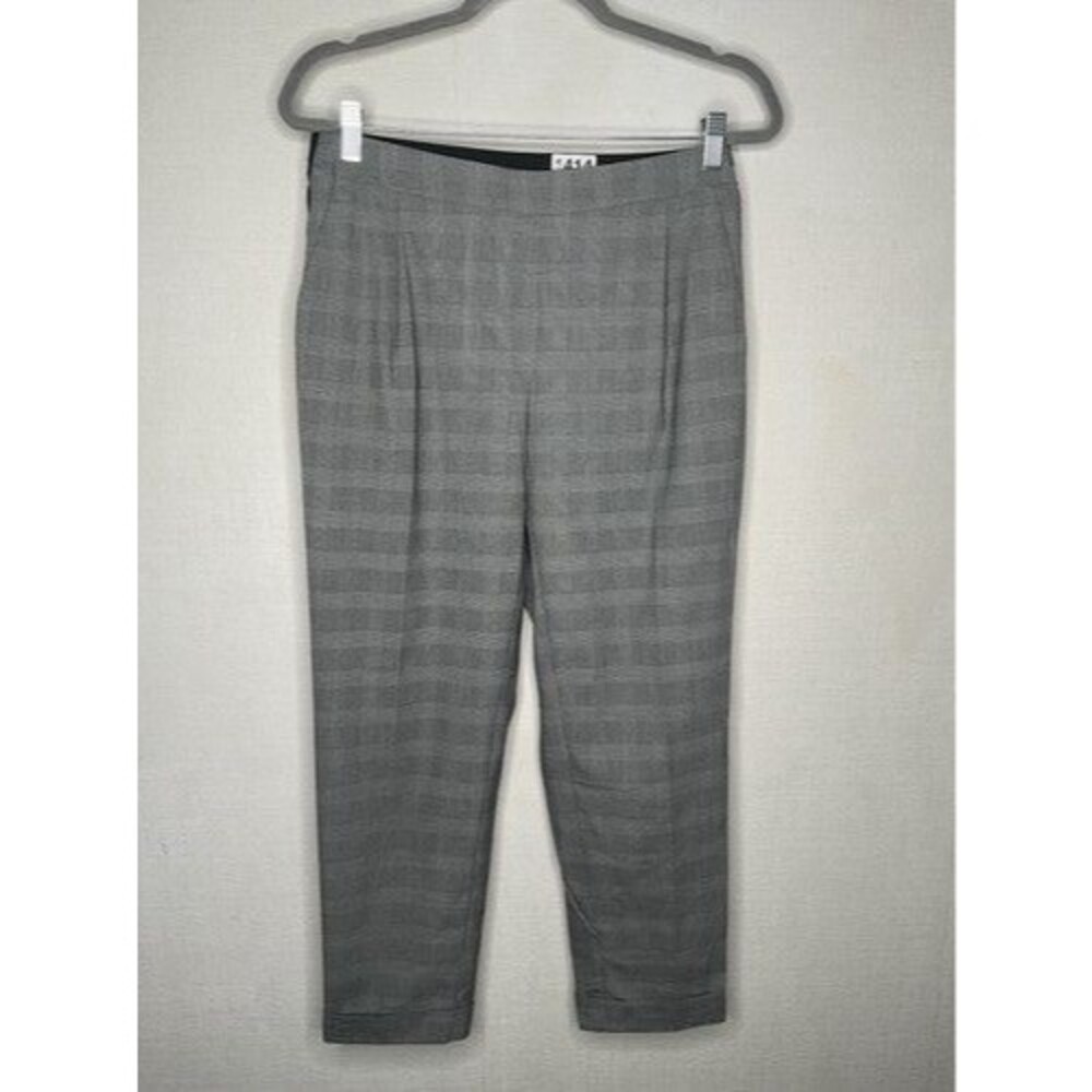 Zara Gray Glen Check Plaid Ankle Trousers Dress Pants Women‎ Size M Casual